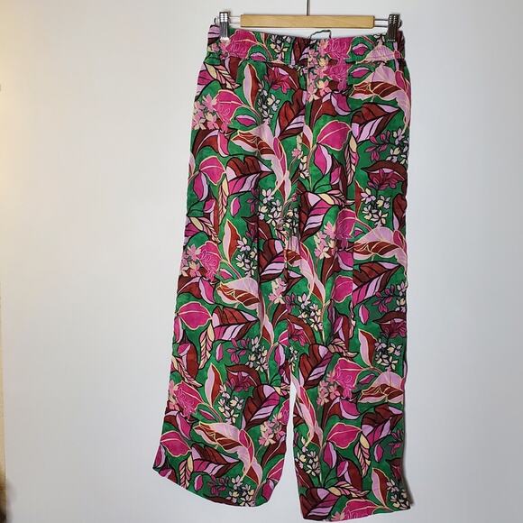 Cynthia Rowley 100% Linen Bright Colorful wide leg Pull on casual pants Size med - Picture 8 of 11